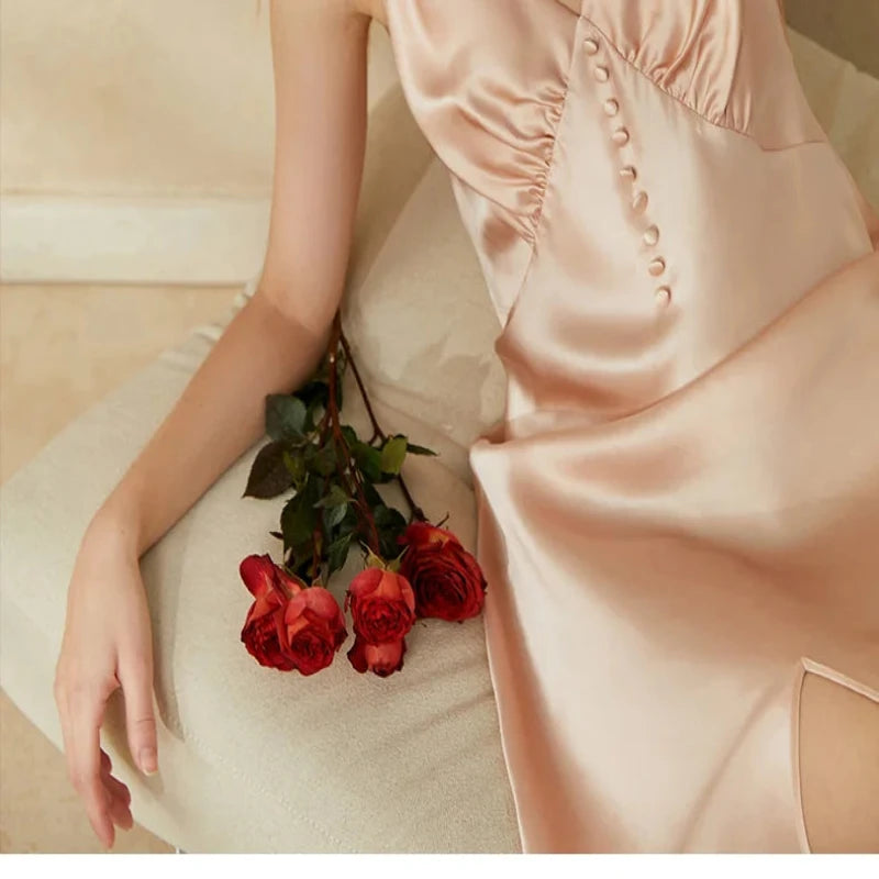 19MM Elegant Mulberry Silk V-Neck Nightdress